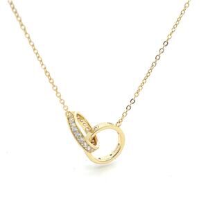 Unbreakable Bond two ring Interlocking Circle Gold Tone Necklace